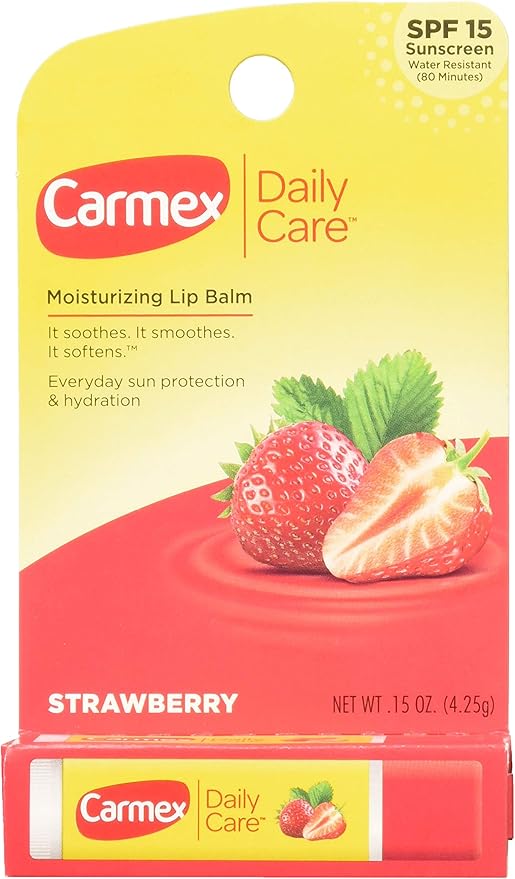 Carmex Lip Balm Stick, Strawberry, 3 Count