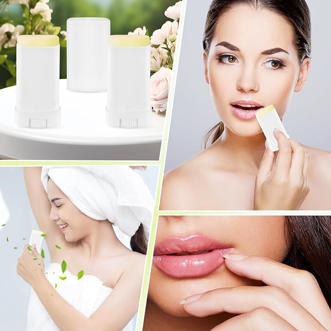 30 Pieces 15g/0.5oz White Oval Plastic Lip Balm Tubes,Empty Deodorant Bottles,Twist-Up Chap Stick Storage Containers for DIY Homemade Sunscreen Bar,Moisturizing Stick,Crayon