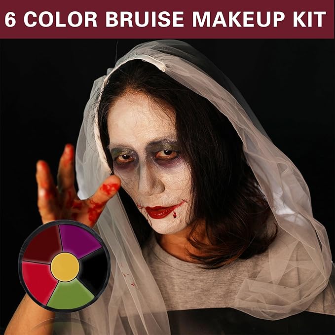 6 Colors Bruise Wheel Kit Halloween Special Effects Makeup Professional Face Body Paint Palette for Cosplay Sfx Zombie Stage Makeup Kit
