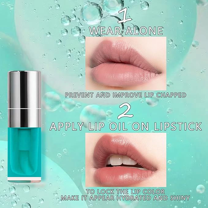 Lip Glow Oil Set, 2 Pcs Comforts Plumping Lip Oil, Refreshes Hydrating Lip Gloss Oil, Non-sticky Lip Plumper Gloss, Nourishing Lip Oil Tinted Lip Balm Lip Care, Soothes Tinted Lip Oil For Dry Lip