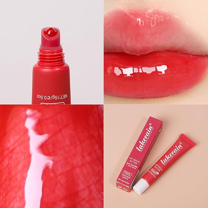 Lip Butter Balm, Day/Night Hydrating Lip Mask, Moisturizing Lip Balm Butter, Ultra-Nourishing Lip Care Moisturizer, Lip Butter Gloss Shine Lip Glow Oil Makeup#4 Poppy