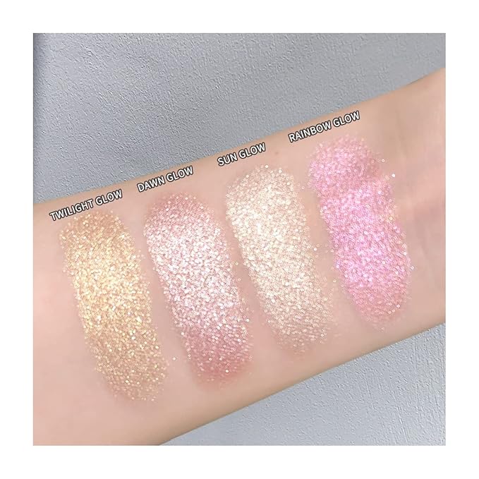 ELLESY Highlighter Makeup Palette Face Highlighter Palette Glitter Illuminator Highlighter Palette Shimmer Highlighter Powder Kit Highlight Makeup Palette -SUN GLOW