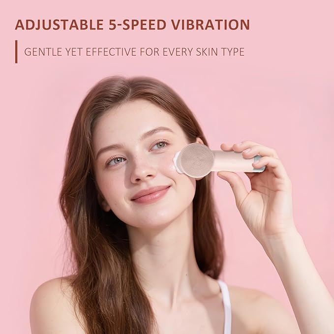 DAROMA Ultra-Soft Silicone Electric Face Scrubber - Rechargeable 2-in-1 Heating & Exfoliating Pore Cleaning Brush | Gentle Facial Cleansing Brush for Deep Cleaning | Facial Exfoliating Tools