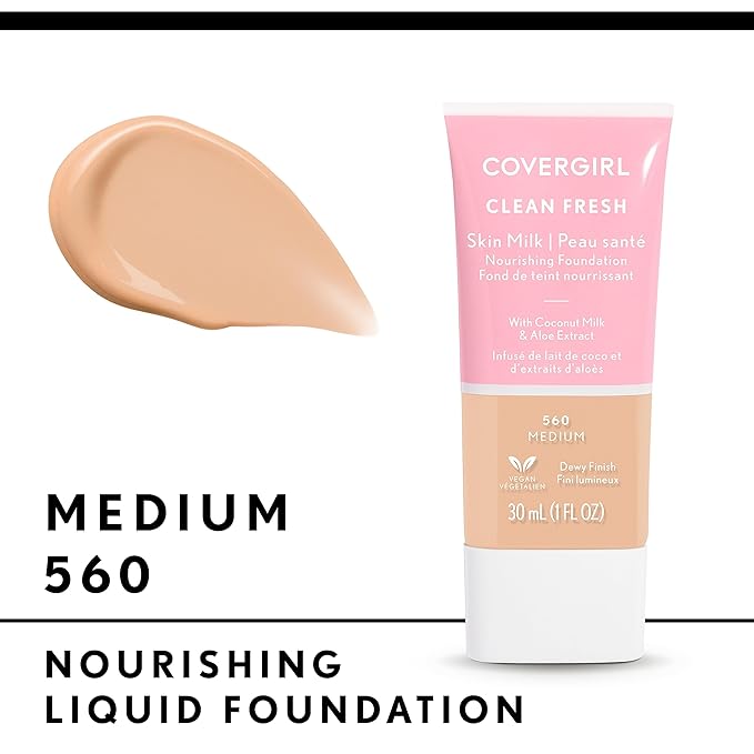 COVERGIRL, Clean Fresh Skin Milk Foundation, Medium, 1 Fl Oz (Pack of 1) (packaging may vary)