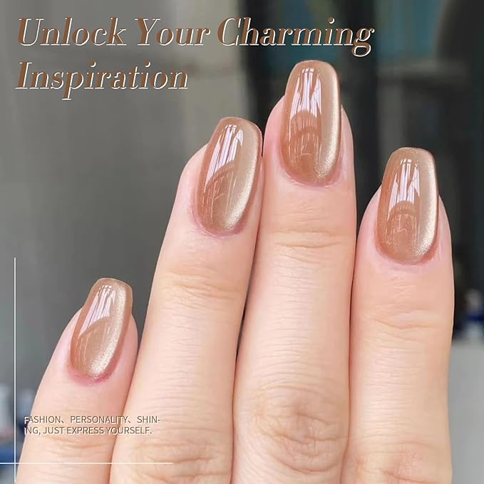 Born Pretty Cat Magnetic Eye Gel Nail Polish Cat Magnetic Shimmer Glitter Holographic Nail Polish Autumn Winter Moonlight Nude Brown Pink Purple 7ML 6PCS