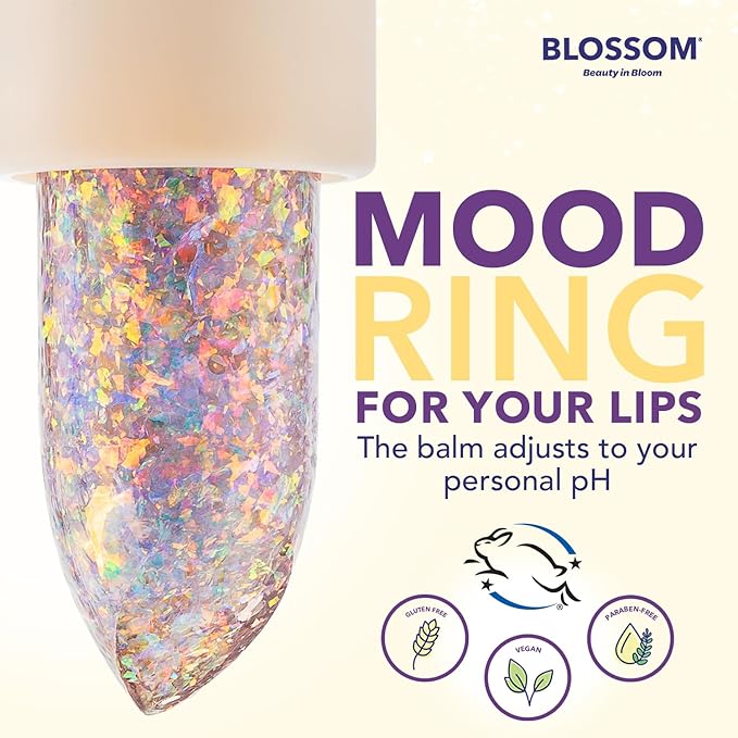Blossom pH Adjusting Shimmering Lip Balm Moisturizing Glitter Sparkle Lip Balm, 0.12oz./3.5g, Moonstone