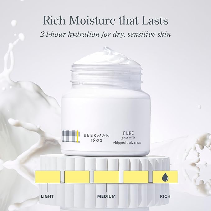 Beekman 1802 Whipped Body Butter Cream with Goat Milk - Deeply Moisturizes, Softens Skin - Natural & Gentle for All Skin Types - Non-Greasy, Cruelty-Free, 8 oz