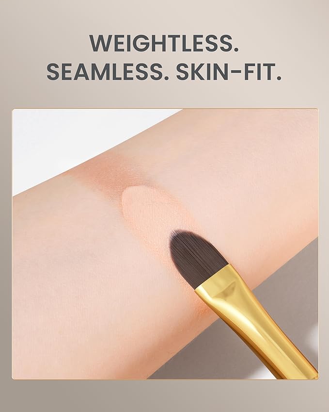 Desert Oak Series Pixel-Precise Detail Concealer Brush - Micro Teardrop Head for Acne Scars & Dark Spots, Sustainable Bubinga Handle (CM 195)