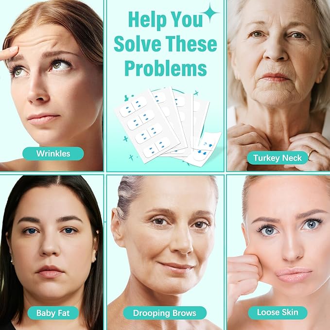 Face Lift Tape Invisible, Facelift Tape for Face, Neck Strips Lift Turkey Neck, Skin Lifting Tapes V Edge Patches for Wrinkle, Jowl, Eye, Double Chin, Loose Sagging Skin (1 Count (Pack of 280))