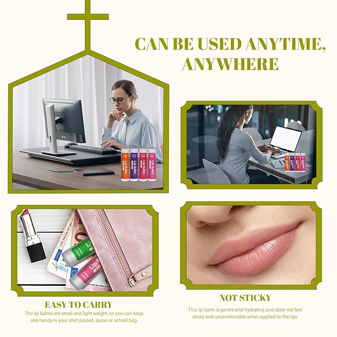 36 Pack Natural Lip Balm Bulk with Vitamin E and Coconut Oil - Moisturizing, Soothing, and Repairing Dry and Chapped Lips - 12 Flavors - Non-GMO