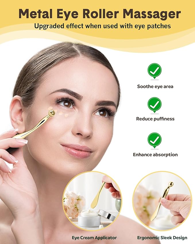 Lictin Reusable Eye Patches, Silicone Under Eye Patches with Lifting Effect to Relieve Wrinkles and Fine Lines, Pair with Metal Eye Cream Applicator,Tin Case