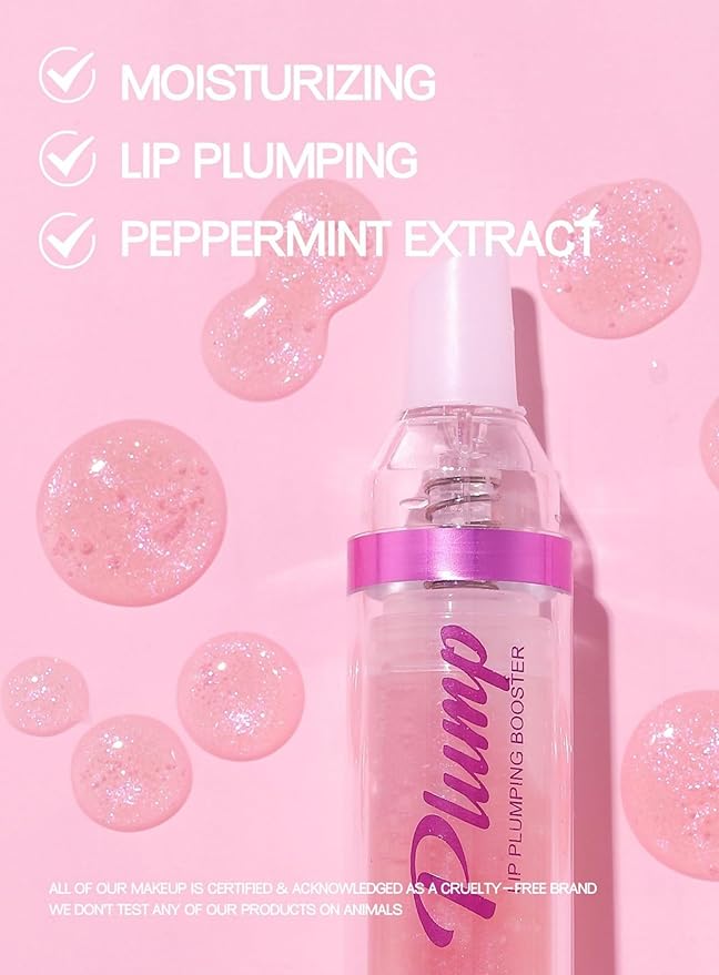 Lip Plumper 6 Colors Moisturizing Glossy Plumping Lip Gloss Long Lasting Hydrating Natural Lip Plumper for Women Girls (Color 02)