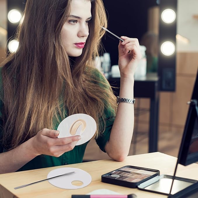 2 Pcs Makeup Palette Tray Clear Makeup Mixing Tray Cosmetic Palette Acrylic with 2 Pcs Spatula Tool Foundation Mixing Palette Cosmetic Palette for Mixing for Nail Art Foundation Shadow