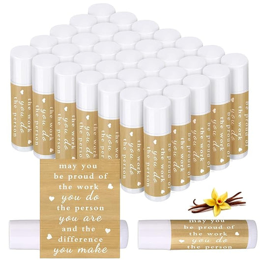 Demissle Thank You Gifts for Coworker Lip Balm Bulk Set Inspirational Appreciation Gifts Leaving Farewell Gifts Vanilla Ingredients Lips Care Products for Friends Teacher Worker Employee (48 Pcs)