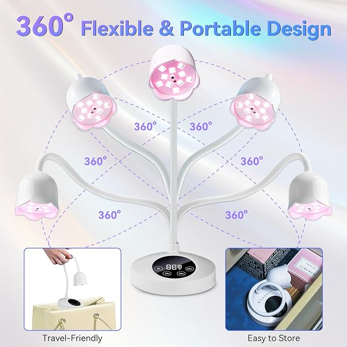 Makartt UV Nail Lamp: Mini UV Light for Gel Nails Polish Luminoza 30W Rechargeable LED Nail Light Nail Dryer with 4 Timers & Auto Sensor, Fast Curing Goosenecks Lamp for Home DIY Manicure