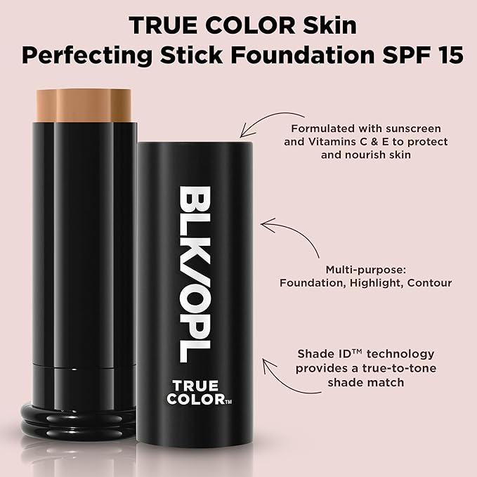 BLK/OPL Skin Perfecting Foundation Stick, SPF 15 Buildable & Blendable Face Foundation Makeup with Matte Finish - Full Coverage, Color Correcting & Sculpting - Hypoallergenic (Hazelnut)