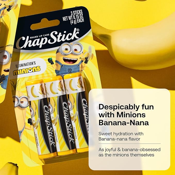 ChapStick Bulk Lip Balm, Minions Banana-Nana (36 Sticks), Party Favors for Kids, 0.15 Oz Ea