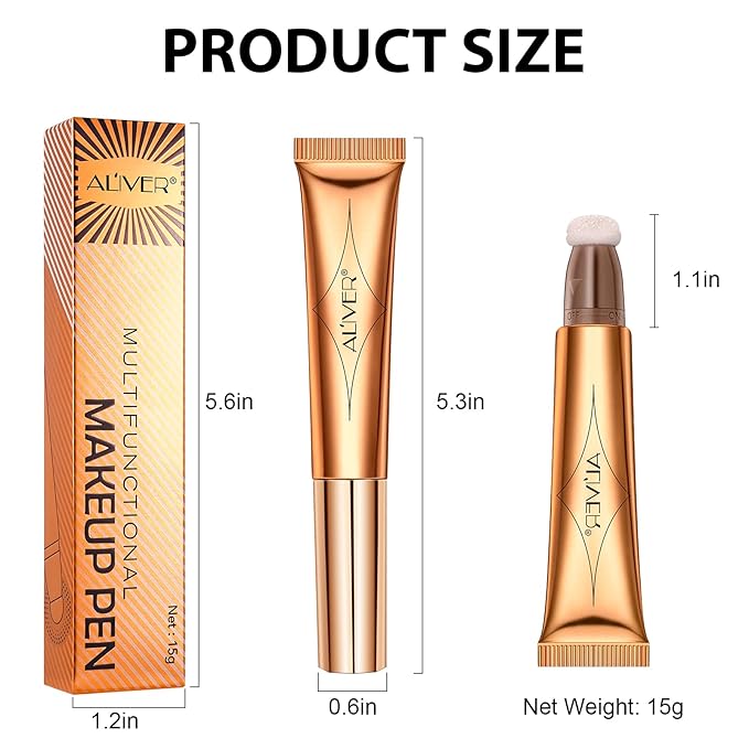Liquid Highlighter Beauty Wand, Highlight Bronzer Stick with Cushion Applicator, Smooth Shimmer Finish, Lightweight Silky Cream Face Makeup Stick, Cruelty-free (Celestral)