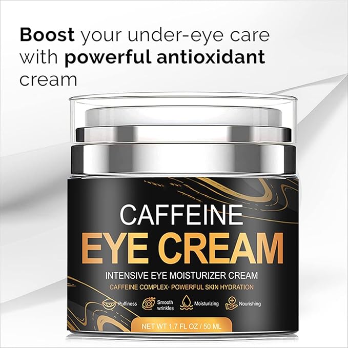 Caffeine Eye Cream for Men Anti Aging, Reduces Dark Circles, Bags, Puffiness Under Eye Cream Face Tightening Eye Lift For All Skin Types 1.7oz