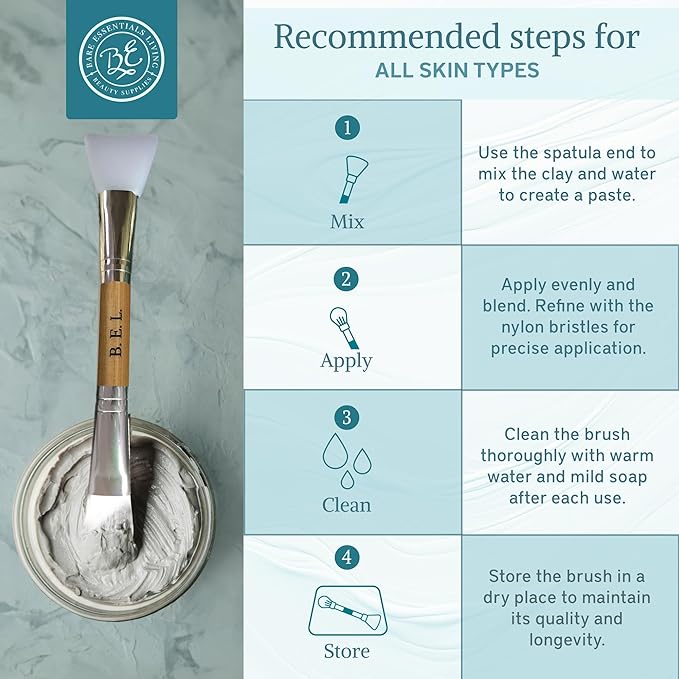 Bare Essentials Living - Clay Face Mask Brush (2 Pack, Bamboo) Dual Soft Silicone Face Mask Applicator Brush Tool, Great Facial Essentials, Moisturizer Applicator & Skincare Brush for Facials