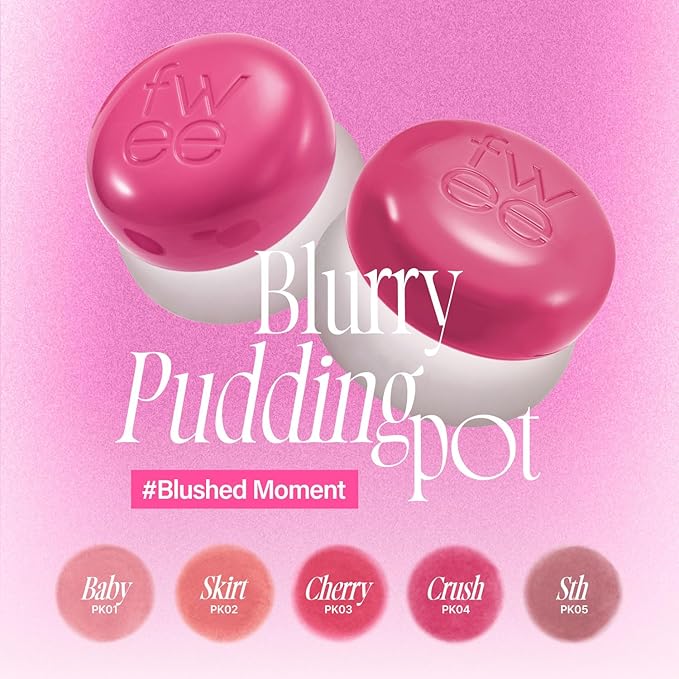 Lip&Cheek Blurry Pudding Pot | Blushed Moment - Cherry | Makeup Blush, Buildable Lightweight, Multi-Use Soft Matte Finish | 5g