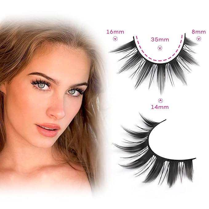 False Eyelashes 10 Pairs Manga Lashes Japanese Style Anime Thick Cosplay Lashes Natural Look 16MM Spiky 8D Wispy Faux Mink Lashes Full Strip Doll Lashes by FANXITON
