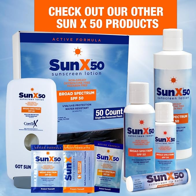 CoreTex Sun X 50 Lip Balm SPF 50 (Bulk Pack of 72) - Lip Sunscreen SPF 50 Water Resistant Up To 80 Minutes and Free Parabens & Oxybenzone - Broad Spectrum (UVA/UVB) Protection