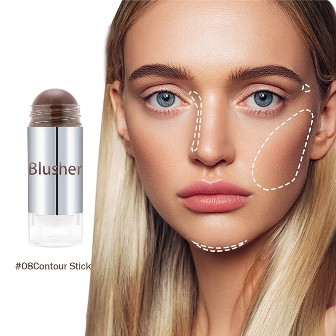 Boobeen Blush Stick Highlighter Makeup Stick Matte Contour Stick, Lightweight Cheek Blush Cream Shimmer Contouring Stick, Waterproof Multi Stick for All Skin Smooth & Natural