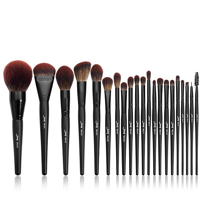 Jessup Makeup Brushes Set Premium Synthetic Powder Foundation Highlight Concealer Eyeshadow Blending Eyebrow Liner Spoolie Brush Set Black 21pcs T271