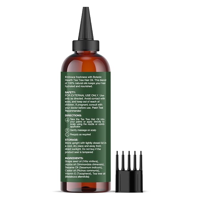Botanic Hearth Tea Tree Oil For Hair (4 Fl Oz) | With Jojoba & Grapeseed Oils | Soothes Itchy Scalp & Fights Dandruff | Non Gmo Verified