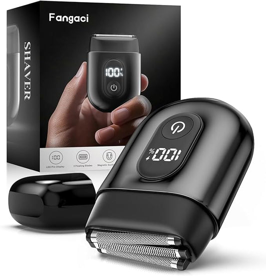 Electric Foil Shavers for Men: Mini Electric Razor with Big LED Display & 3 Floating Blades - IPX7 Waterproof Wet Dry Face Razor, USB Type C