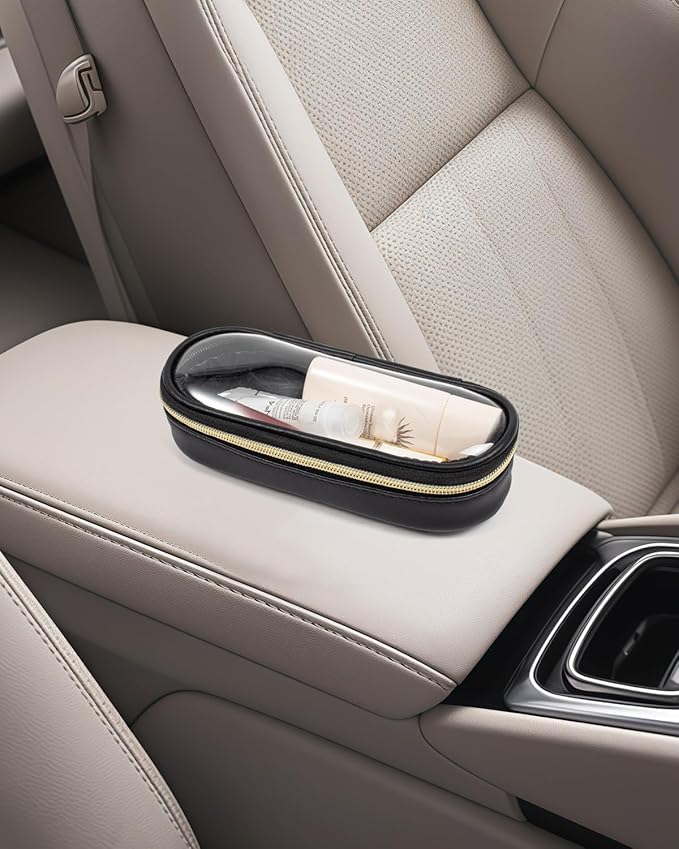 Clear Makeup Bag Small, TSA Approved Portable Toiletry Bag with Zipper Cosmetic Travel Bag Makeup Organizer Case Mini Makeup Pouch for Purse Car Organizer Bag for Women Men