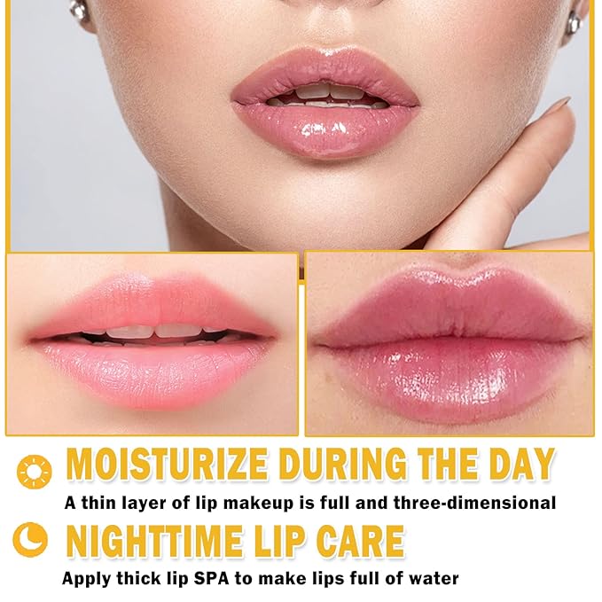 2Pcs Honey Pot Bee Lip Balm with Honey Spoon,Honey Lip Sleeping Mask Overnight 24HR Repair Lip Reduces Lip Lines,Exfoliator Moisturizing Moisture Dry & Chapped Lip Care Products