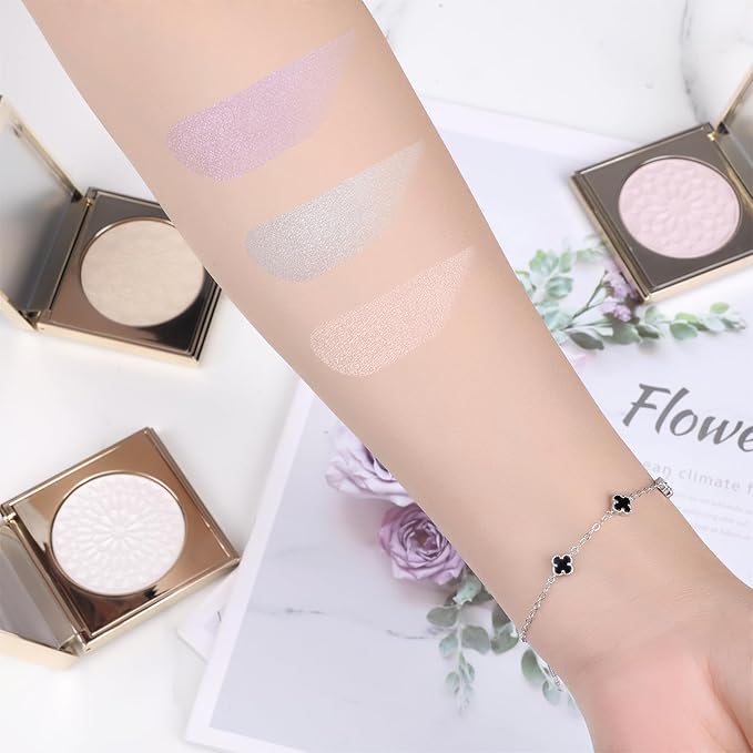 Face Highlighters Exquisite 3D Texture Luminizers Palette, Shiny Contour Makeup Illuminator for Body Cheek Eyebrow Nose Chin Lip Glossy Shimmer Contouring Palette