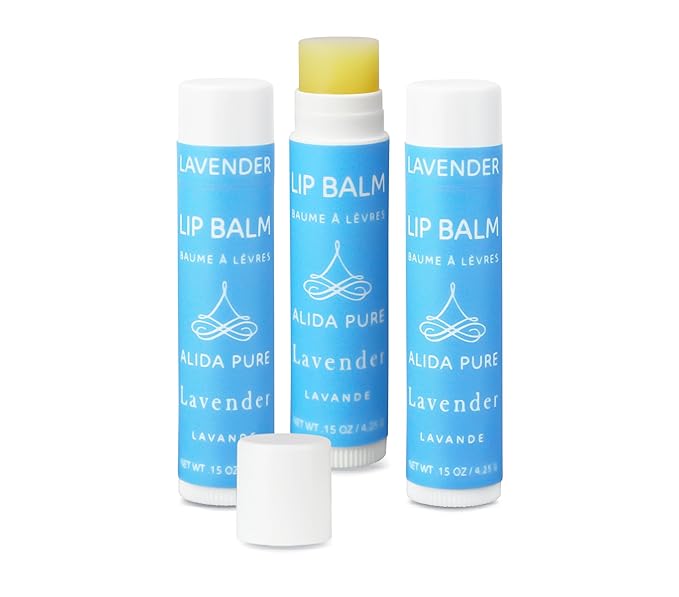 Lavender Lip Balm, Cruelty Free, Vegan Lip Balm Set, Beeswax Free, with Avocado Oil, Organic Jojoba Oil, and Vitamin E, Natural Moisturizer for Dry, Chapped, or Cracked Lips, 3 Tube Set