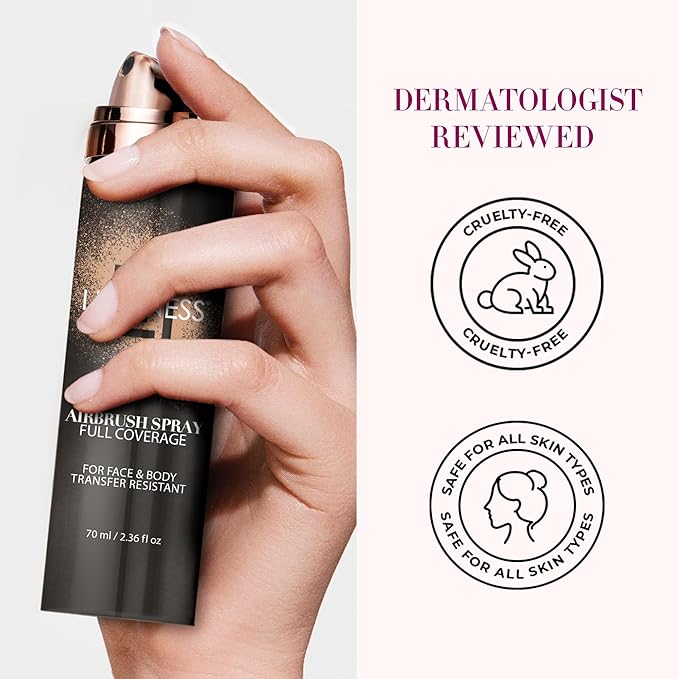 LUMINESS Spray Airbrush Foundation Makeup, Shade 030 - Lightweight, Full Coverage Foundation for Face, Neck & Body - Water-Based Concealer for Seamless Blending, Natural-Looking Finish, 2.36 fl oz