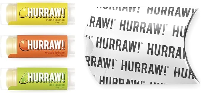 Hurraw! Lemon, Orange, Lime Lip Balms, 3 Pack Bundle: Organic, Certified Vegan, Cruelty and Gluten Free. Non-GMO, 100% Natural Ingredients. Bee, Shea, Soy and Palm Free. Made in USA