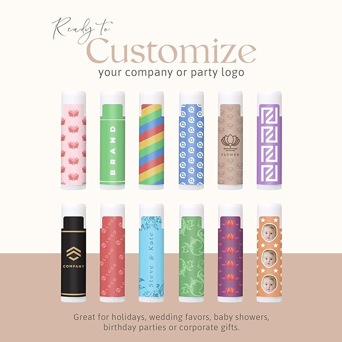 Lip Balm Bulk Unlabeled - Made in USA Bulk Chapstick - Natural Ingredients Vitamin E Shea Butter - Custom Chapstick Bulk For Party & Wedding Favors (50 Count, Cherry)