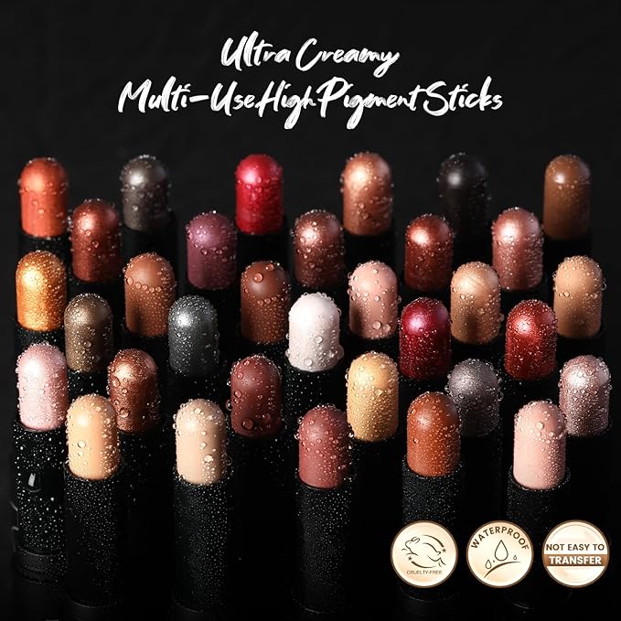 FOCALLURE 3PCS Cream Eyeshadow Stick Sets,Matte and Shimmer Eye Brightener, High Pigmented Crease-proof Pencil,Long Lasting Eye Shadow Highlighter Makeup,Buried Moonlight