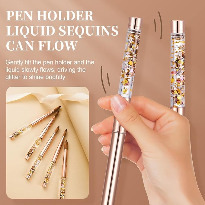 Acrylic Nail Brush Size 8,KEMEISI 100% Pure Kolinsky Nail Art Brushes Sturdy Handle Oval Shaped Acrylic Powder Nail Design Tools for Professional Manicure DIY Home Salon (Gold)