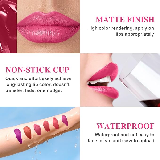 Lip Stain - Lip Stain Peel Off Long-Lasting with Matte Finish Waterproof & Transfer-Proof, Lip Liner Moisturizing & Nourishing Non-Stick Cup Highly Pigmented Color Lip Tint (04 Rose)