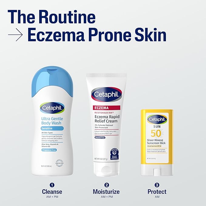 CETAPHIL ECZEMA RESTORADERM FLARE-UP RELIEF CREAM, For Eczema Prone Skin, 8 oz, Barrier Repair, 48 Hour Hydration, 2% Skin Protectant Colloidal Oatmeal, Steroid Free