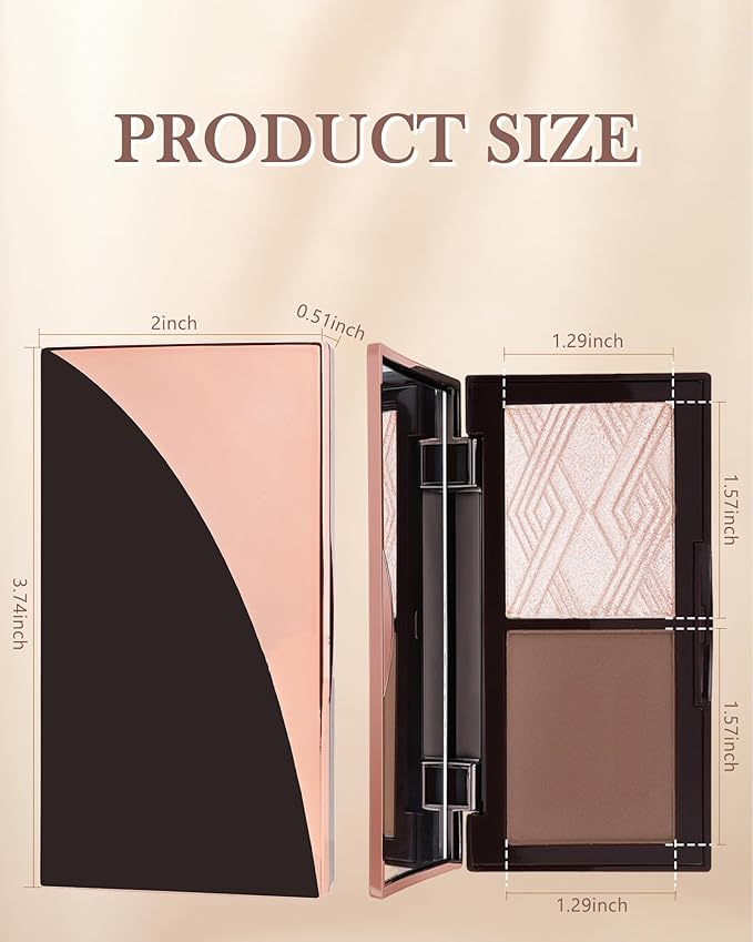 Face Matte Blush Powder Palette-2Colors Buildable Facial Cheek Blusher Pressed Powder Light Luxury Blush Contour Palette for Face,Longlasting Makeup Palette,Valentine's Day Gift Set for Women Girl-03