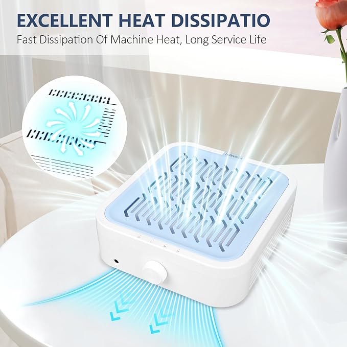 LIONVISON Nail Dust Collector for Salons: Manicure Pedicure Tool for Beginners DIY Nail Tech With Reusable Filter