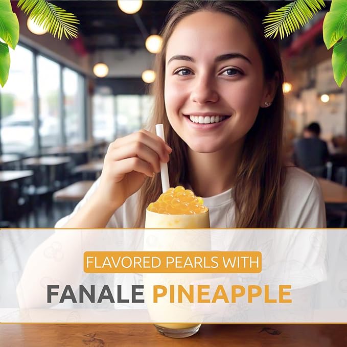 Fanale Popping Boba Pearls for Bubble Tea - 7 lb |Pineapple Flavor | Bursting Boba Pearls Bubble | Fruit Juice Flavor for Shakes, Dessert, Smoothie