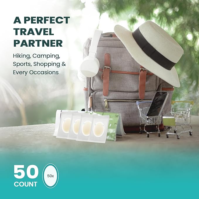 Blister Bandages Pads - 50 ct Blister Cushions - Water Resistant Hydrocolloid Bandage for Foot, Toe, Heel - Gel Blister Bandages for Prevention & Recovery, Heel Pack