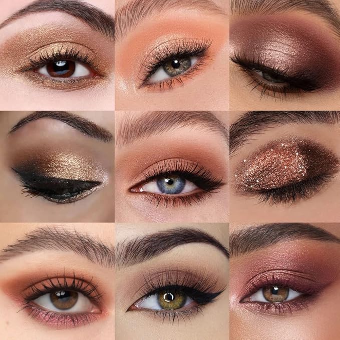 16 Girds Colorful Matte Shimmer Eyeshadow Palette for Eye Makeup,High Pigmented Eye Shadow Primers Powder Palet de sombras de ojos-Glitter Nude#