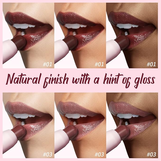 2PCS Tinted Lip Balm, Natural Semi-Gloss Finish, Hydrating Coloring 2 in 1 Lip Stick for Girls & Women 01&03