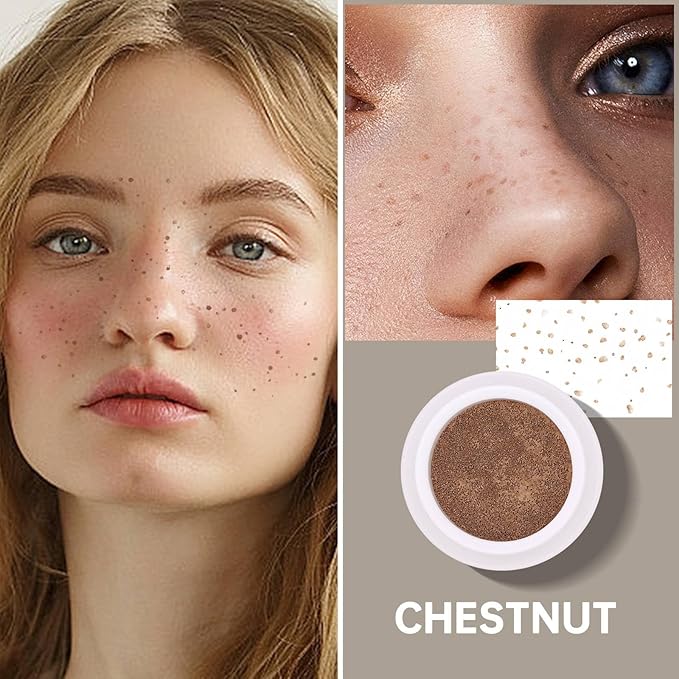 Freckle Stamp Natural Like Freckle Pen Makeup Fake Freckles Cushion Waterproof Long Lasting Quick Dry, Get Sun-kissed Stars Makeup Freckle in One Press, Chestnut, 15g