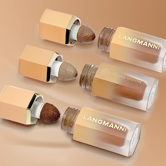 Liquid Contour Stick Makeup - Cream Face Contour Wand with Cushion Applicator, Natural Matte Long Lasting Creamy Bronzer Contour, Lightweight Silky Blendable (#02 SOFT TAN)